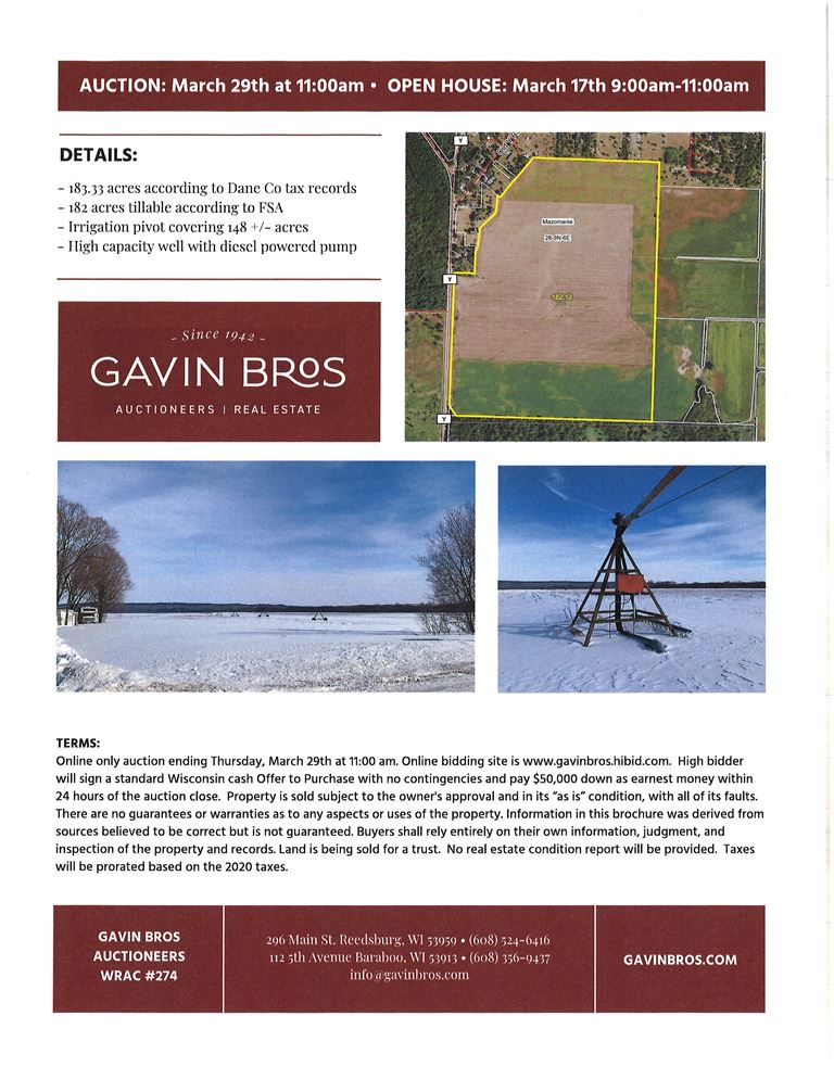 Koos Family Trust Real Estate Auction Ends Mazomanie, WI. Gavin